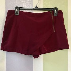 Burgundy Asymmetrical Skort